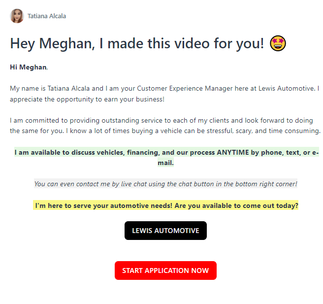 Body text of introduction video that moves the lead further down the sales cycle