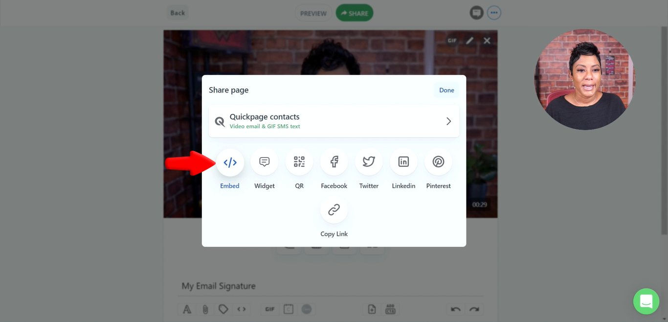 click embed