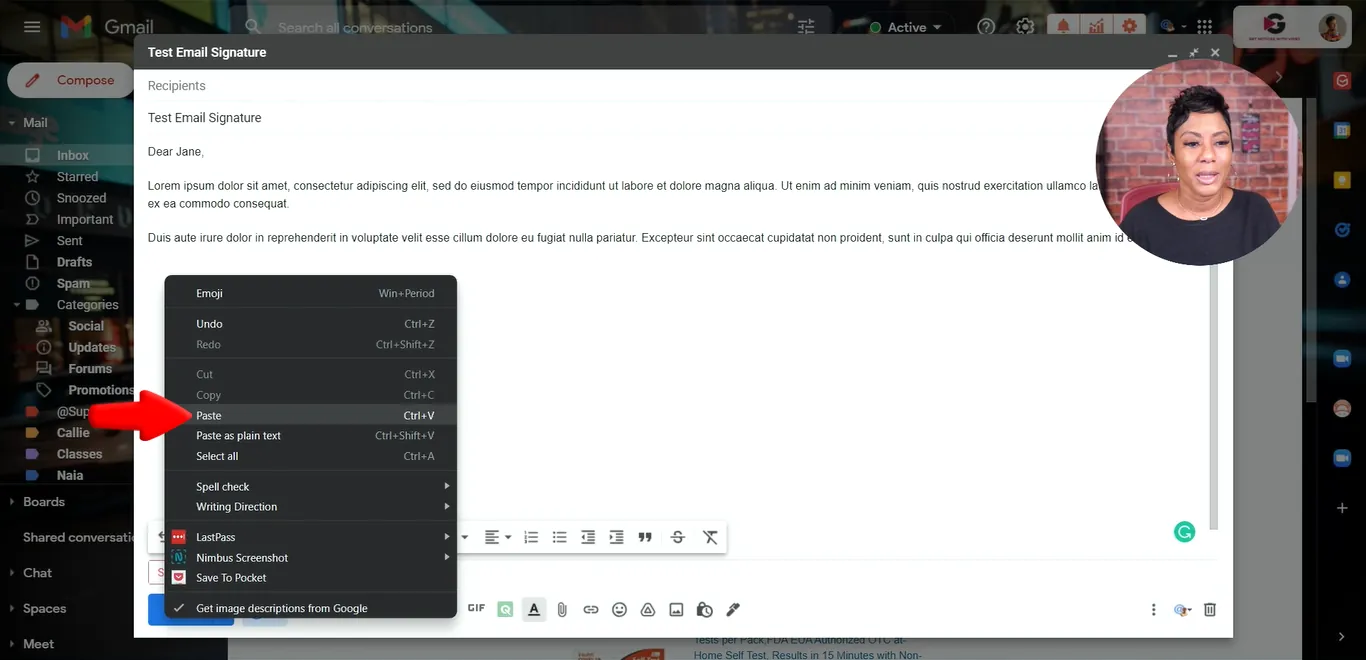 click paste