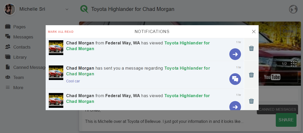 quickpage desktop notifications