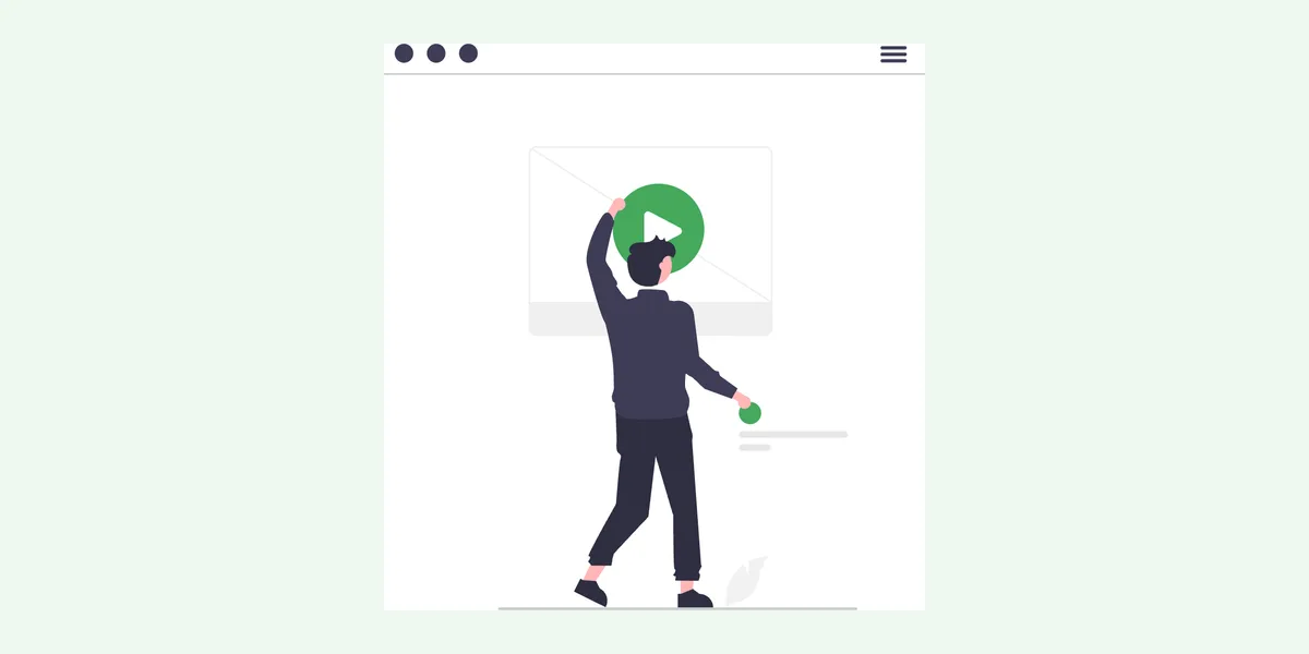 A salesperson reaching up to press play on a video message
