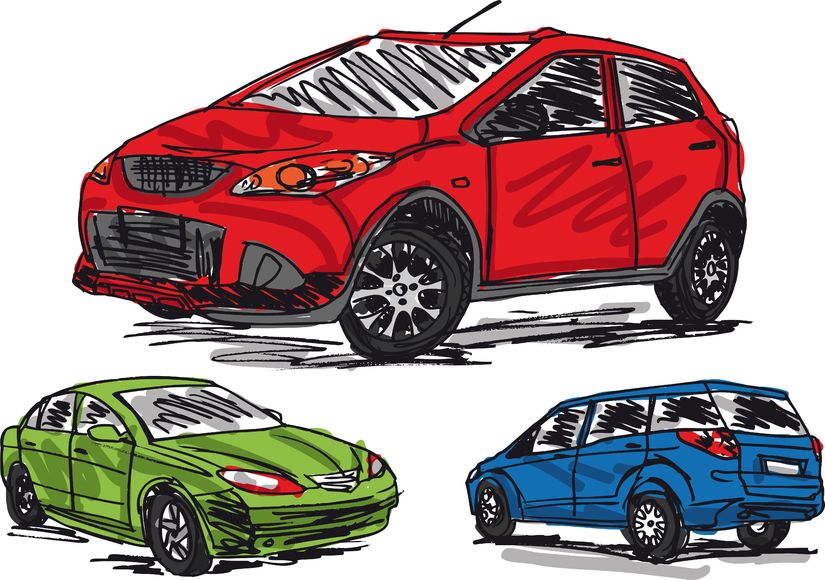 sketch of 3 cars  vector illustration